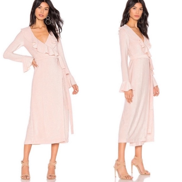 Free People Dresses & Skirts - Free People One More Time Lurex Wrap Dress in Peach.